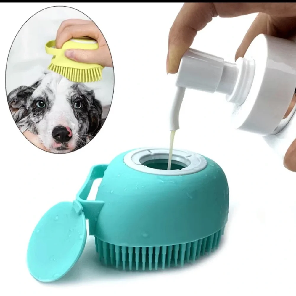 Silicone Pet Hair Brush for Dogs - Gentle Bath Comb and Scalp Massager